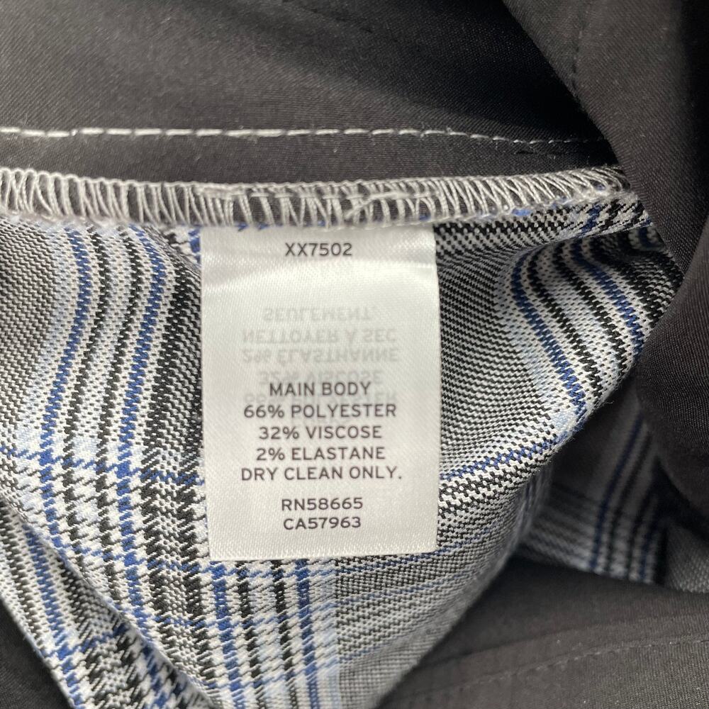 Nordstrom Womens High Waist Pleated Pants 10 Glen Plaid Black Blue Check Trouser - Picture 9 of 16
